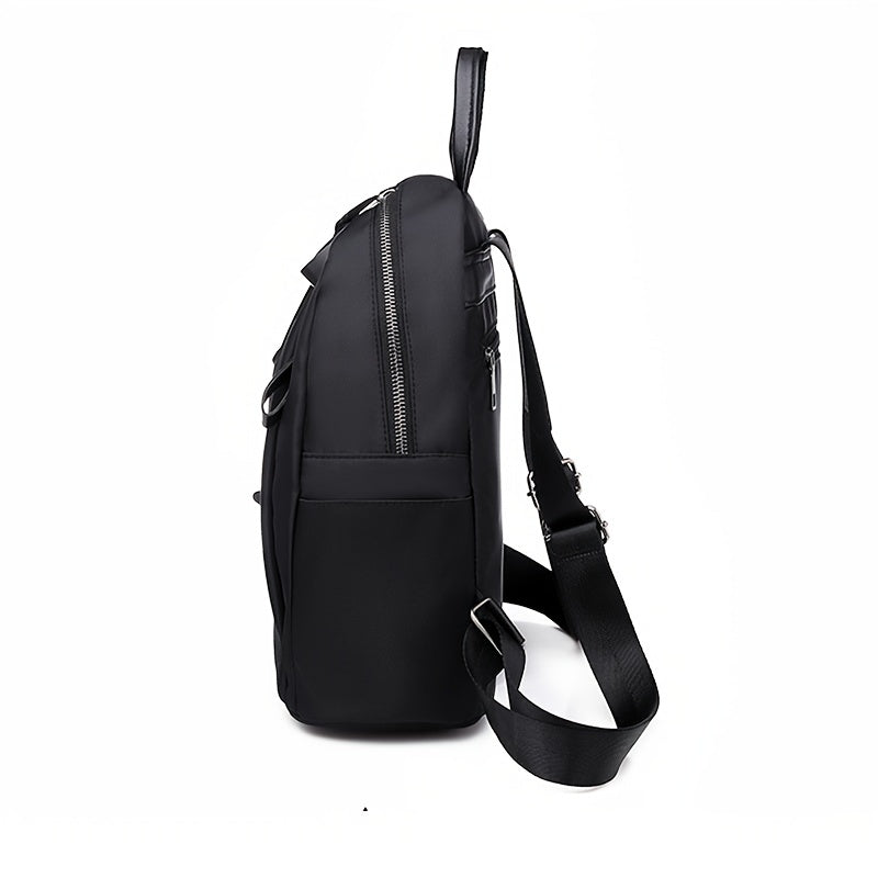 Solid Backpack With Bear Pendant Men Women Students Double Shoulder Bag