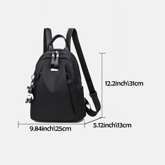 Solid Backpack With Bear Pendant Men Women Students Double Shoulder Bag
