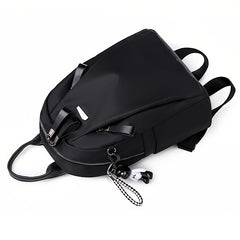 Solid Backpack With Bear Pendant Men Women Students Double Shoulder Bag