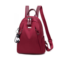 Solid Backpack With Bear Pendant Men Women Students Double Shoulder Bag
