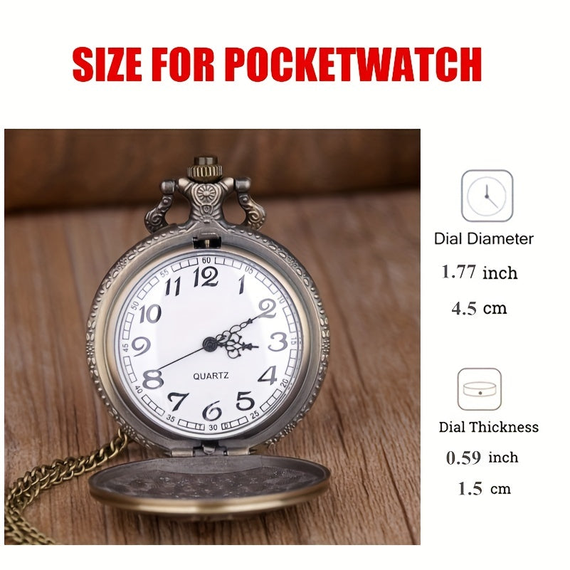 Bronze Vintage Playing Cards Lucky Necklace Chain Pendant Quartz Pocket Watch
