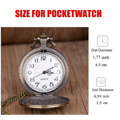 Bronze Vintage Playing Cards Lucky Necklace Chain Pendant Quartz Pocket Watch