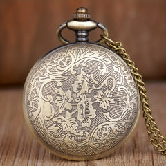 Bronze Vintage Playing Cards Lucky Necklace Chain Pendant Quartz Pocket Watch