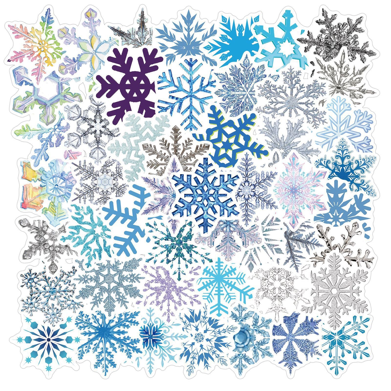50pcs Cartoon Christmas Snow Glass Stickers Waterproof DIY Decoration