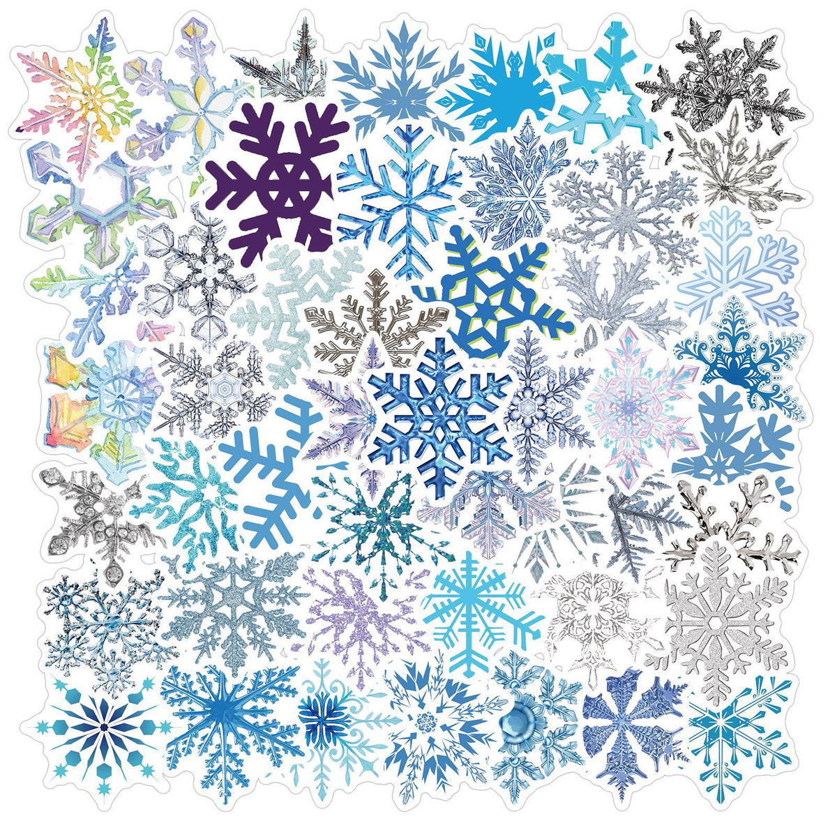 50pcs Cartoon Christmas Snow Glass Stickers Waterproof DIY Decoration