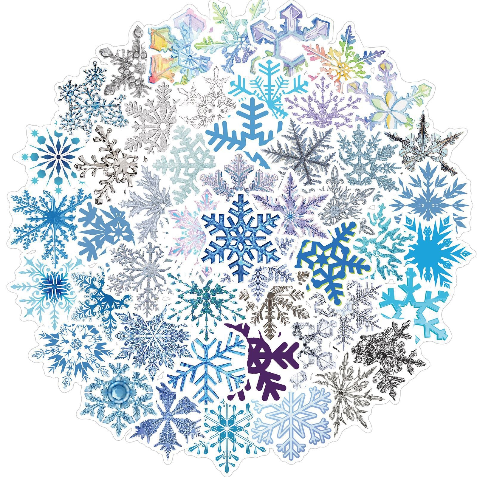 50pcs Cartoon Christmas Snow Glass Stickers Waterproof DIY Decoration