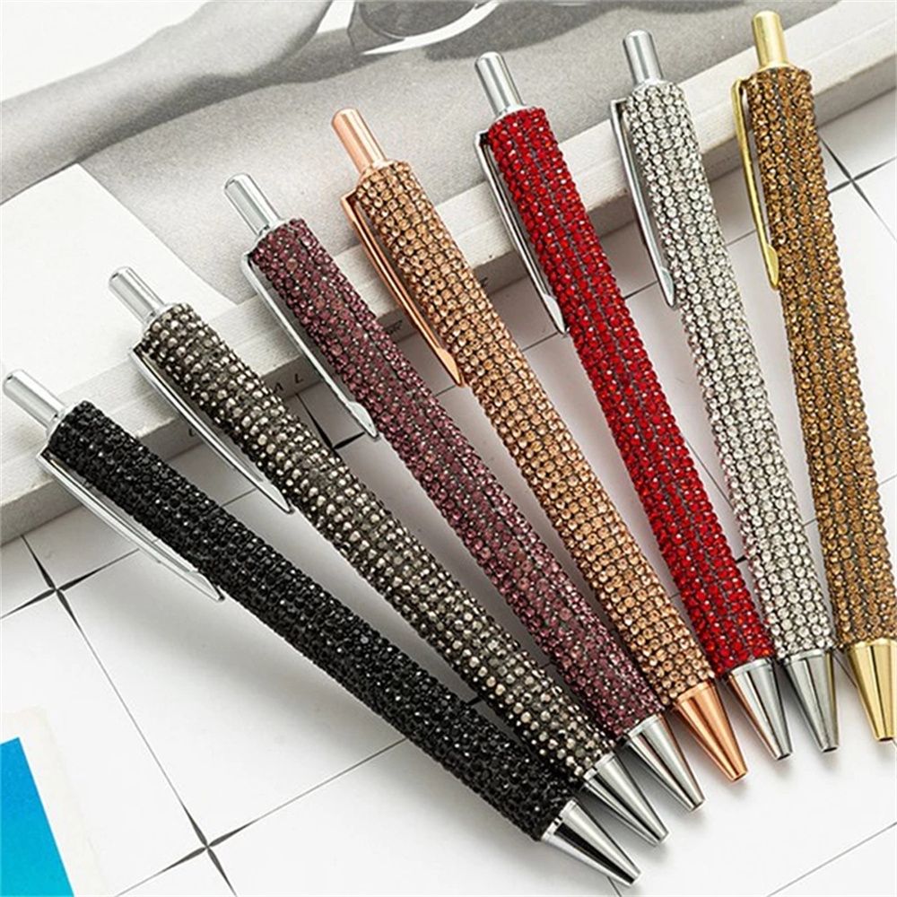 Ballpoint Pen Rhinestone Wedding Rose Metal Stationery School Office Supply