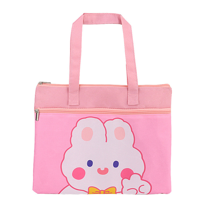 Double File Bags Portable Zipper Bags Homework Bags Elementary School Students