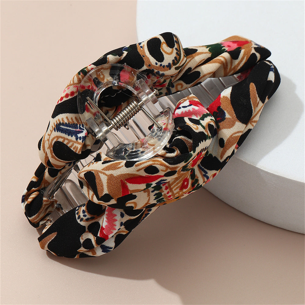 Boho Style Hair Claw Fabric Hair Claw Nonslip Ponytail Holder