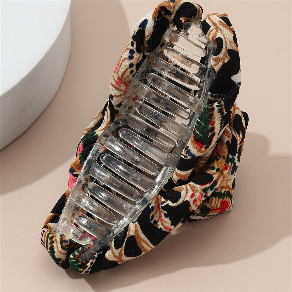Boho Style Hair Claw Fabric Hair Claw Nonslip Ponytail Holder