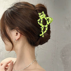 Frog Shaped Hollow Hair Claw Clip Metal Ponytail Holder