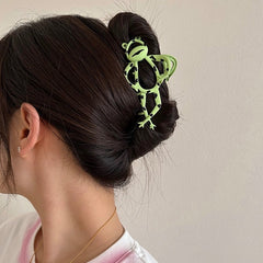 Frog Shaped Hollow Hair Claw Clip Metal Ponytail Holder