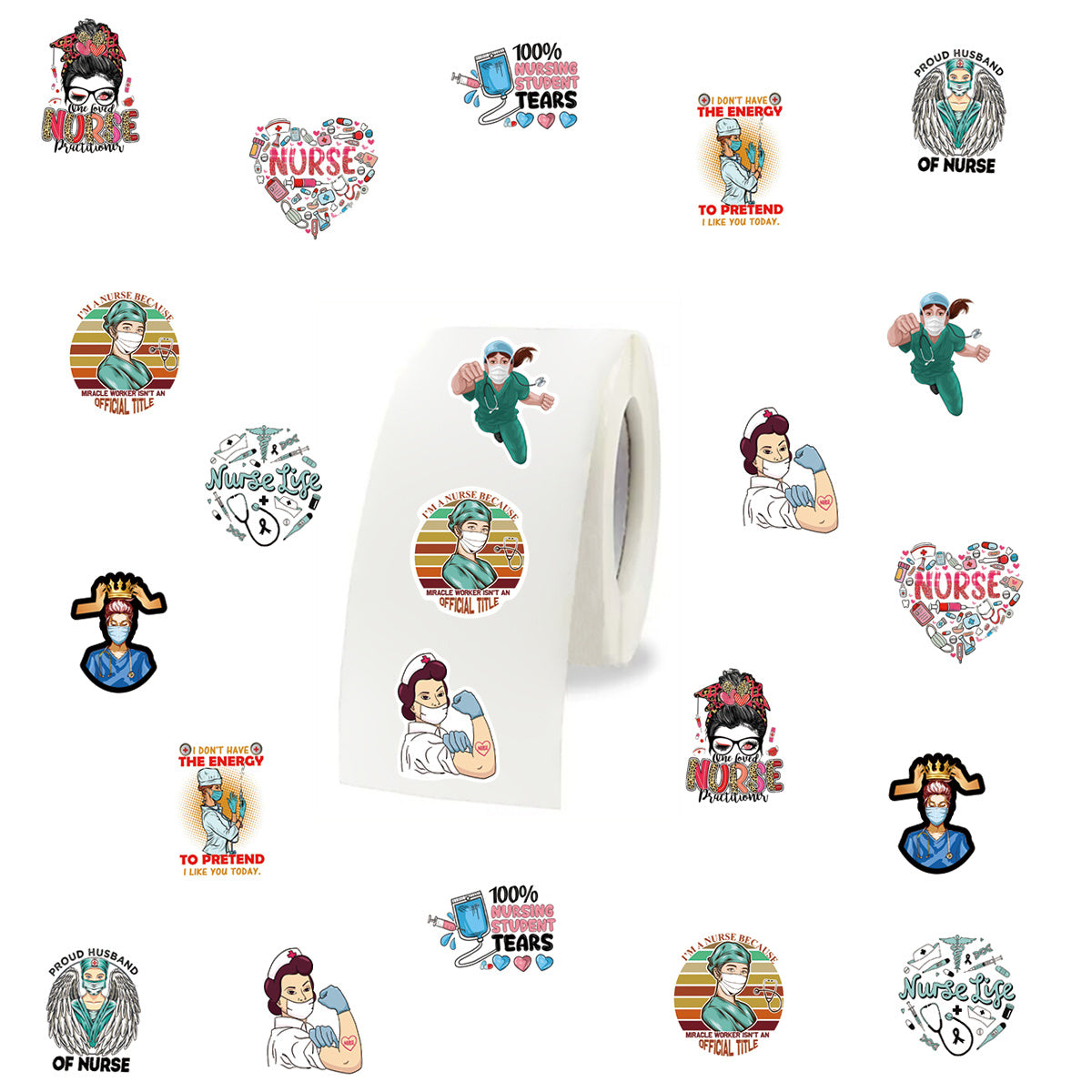 500pcs Nurse Cartoon Stickers Pack for Scrapbooking Cards Envelopes