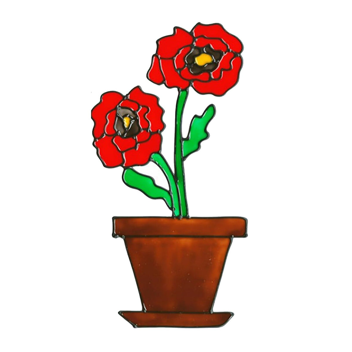 Red Flower Pot Wall Stickers Window Decoration Home Decor Living Room Decals