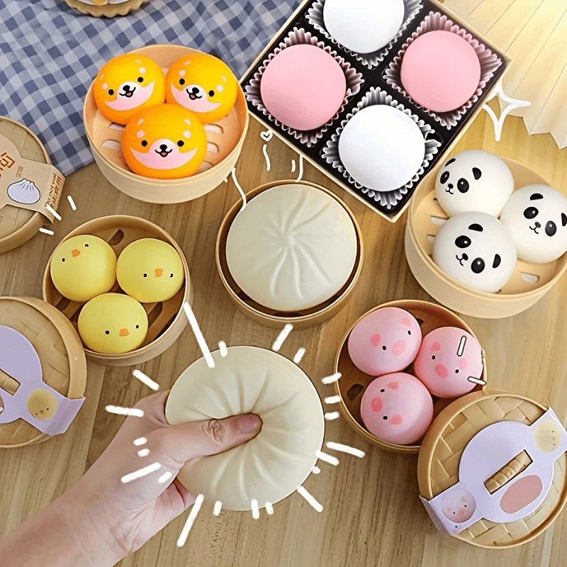 3pcs Bear Dumpling Squishy Fidgets Sensory Toys Anxiety Relief Items