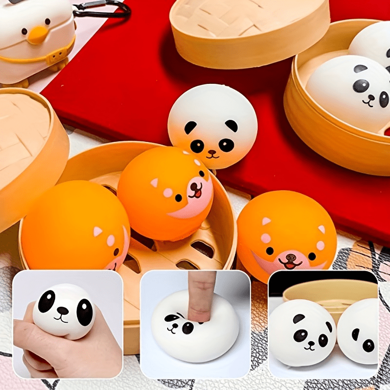3pcs Bear Dumpling Squishy Fidgets Sensory Toys Anxiety Relief Items