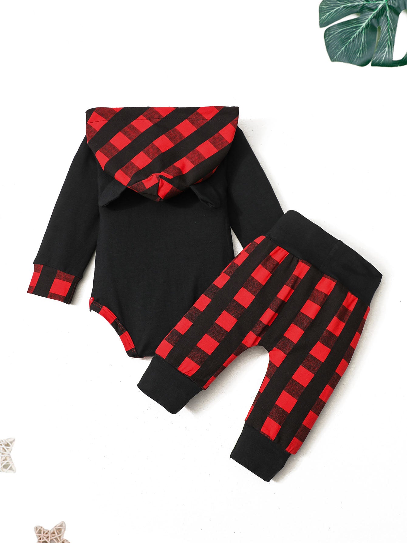 Newborn Baby Boy Clothes Plaid Hoodies Romper Long Pants 2PCS Outfits Set