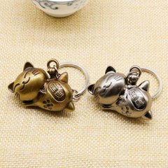 Alloy Japanese Lucky Cat Keychain Pendant Fortune Blessing Cat Keychain