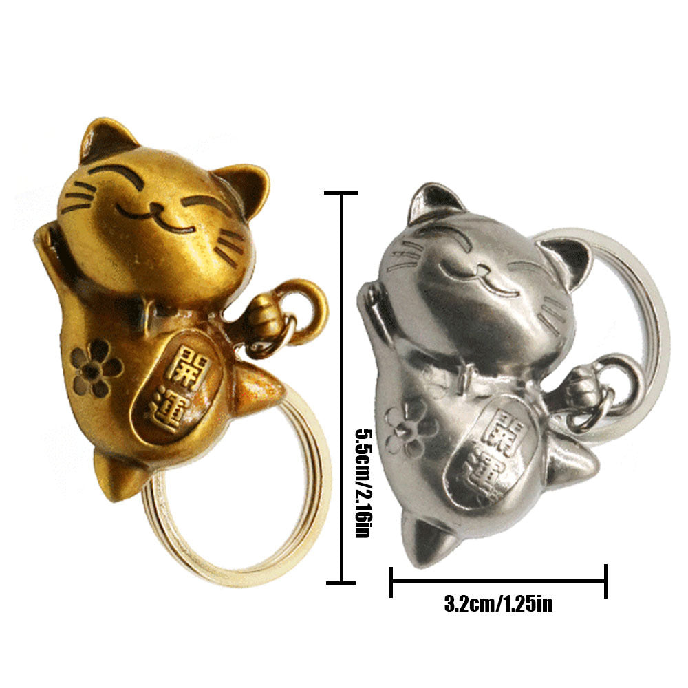 Alloy Japanese Lucky Cat Keychain Pendant Fortune Blessing Cat Keychain