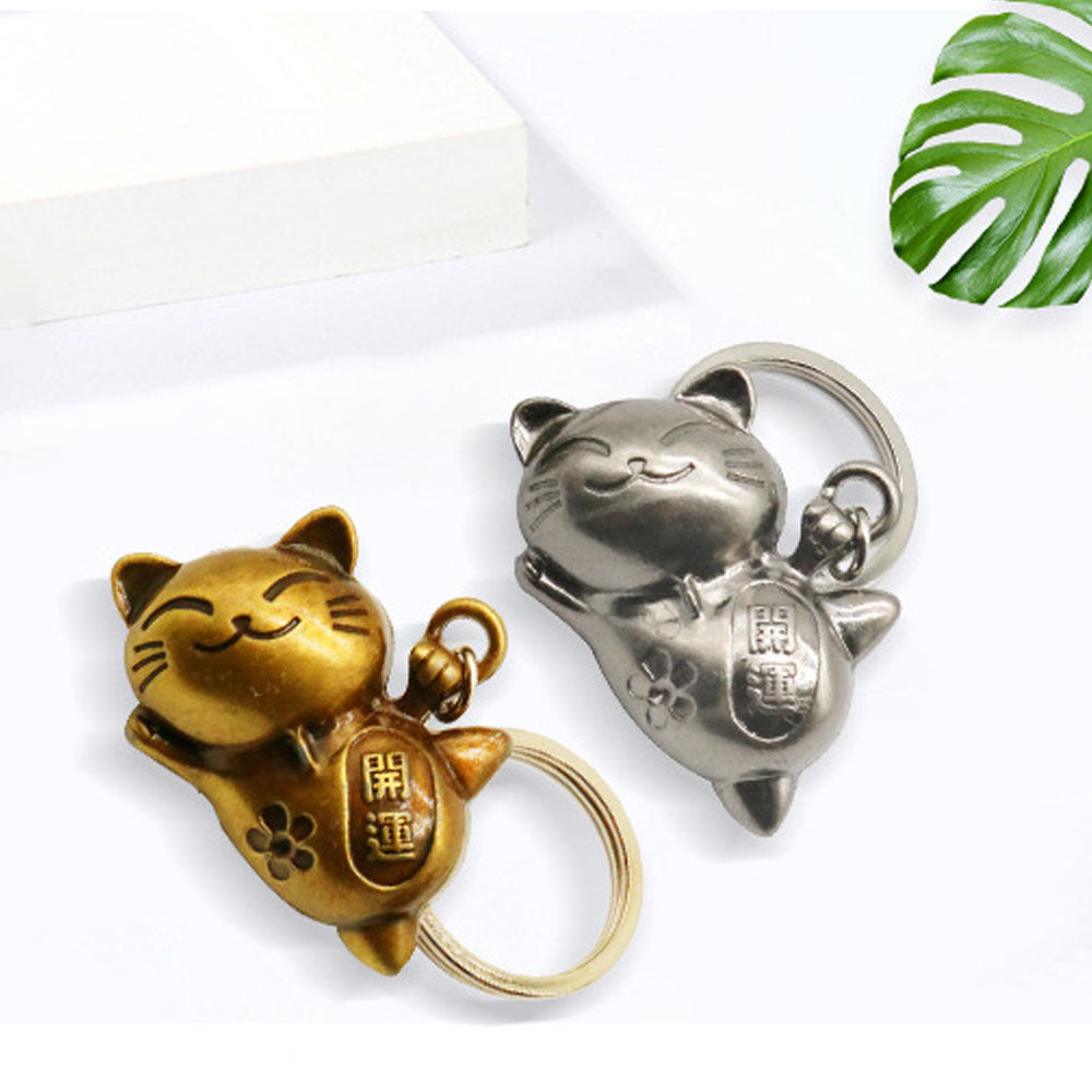 Alloy Japanese Lucky Cat Keychain Pendant Fortune Blessing Cat Keychain