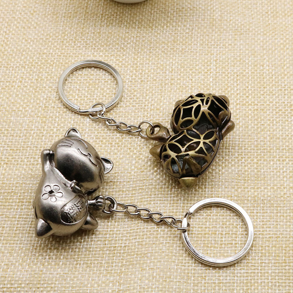 Alloy Japanese Lucky Cat Keychain Pendant Fortune Blessing Cat Keychain