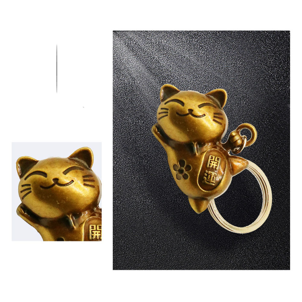 Alloy Japanese Lucky Cat Keychain Pendant Fortune Blessing Cat Keychain