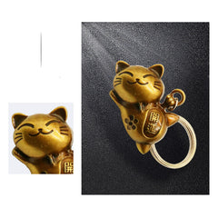 Alloy Japanese Lucky Cat Keychain Pendant Fortune Blessing Cat Keychain