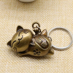 Alloy Japanese Lucky Cat Keychain Pendant Fortune Blessing Cat Keychain