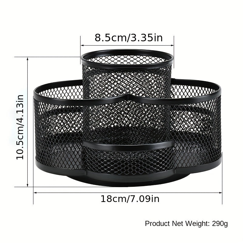 Metal Mesh Rotating Pen Holder Desktop Storage Box