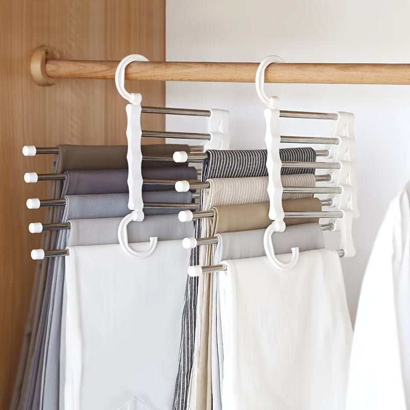 5 In 1 Magic Trouser Rack Hangers Stainless Steel Folding Pant Rack