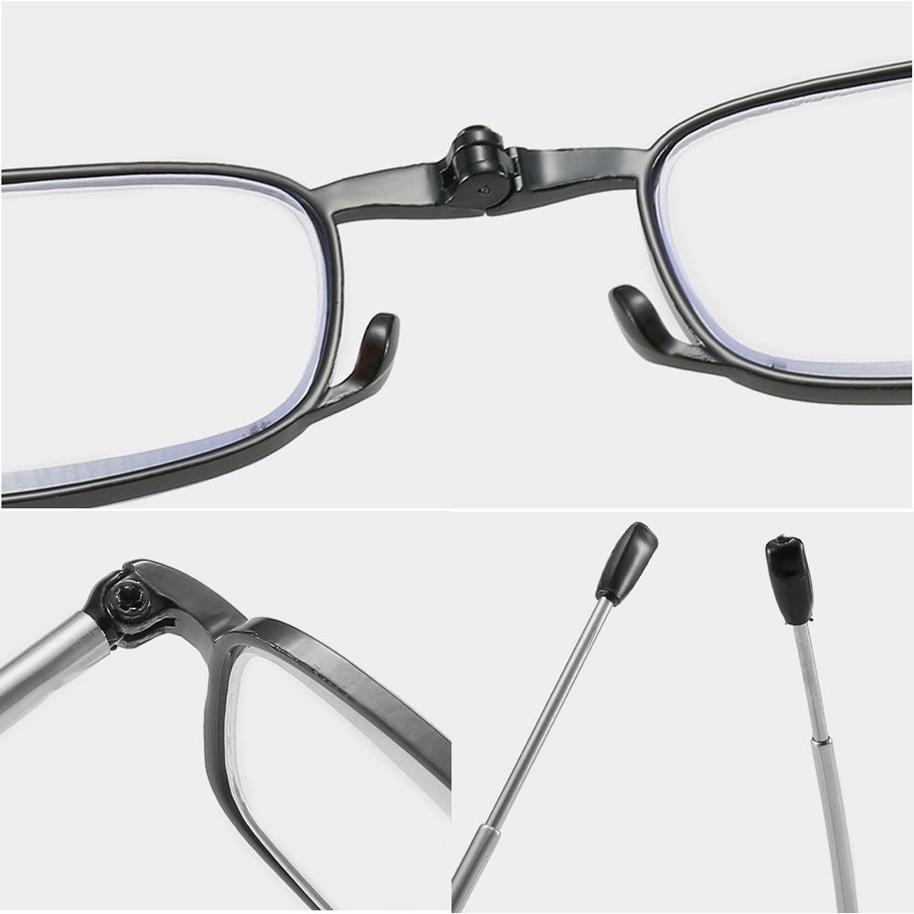 Foldable Metal Full Frame Presbyopia Glasses 150-350 Zipper Bag