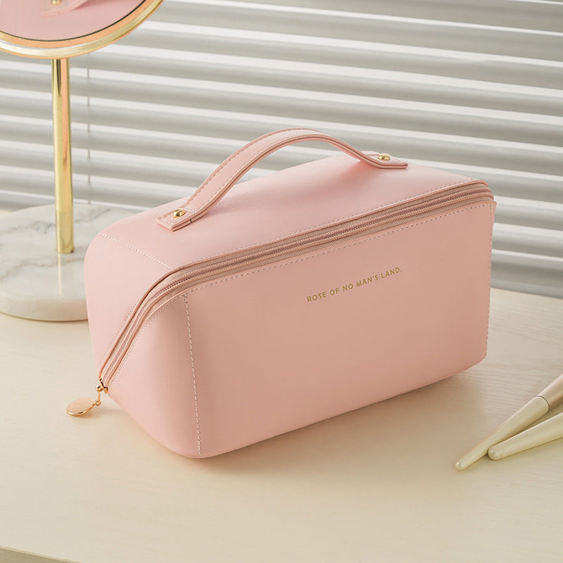 Solid Zipper Cosmetic Bag Lightweight Makeup Bag
