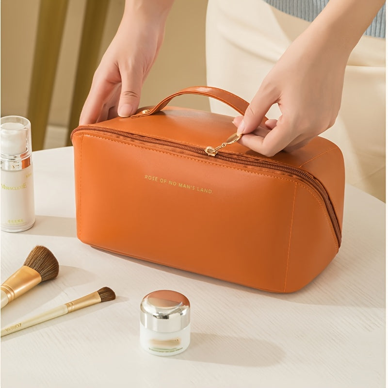Solid Zipper Cosmetic Bag Lightweight Makeup Bag