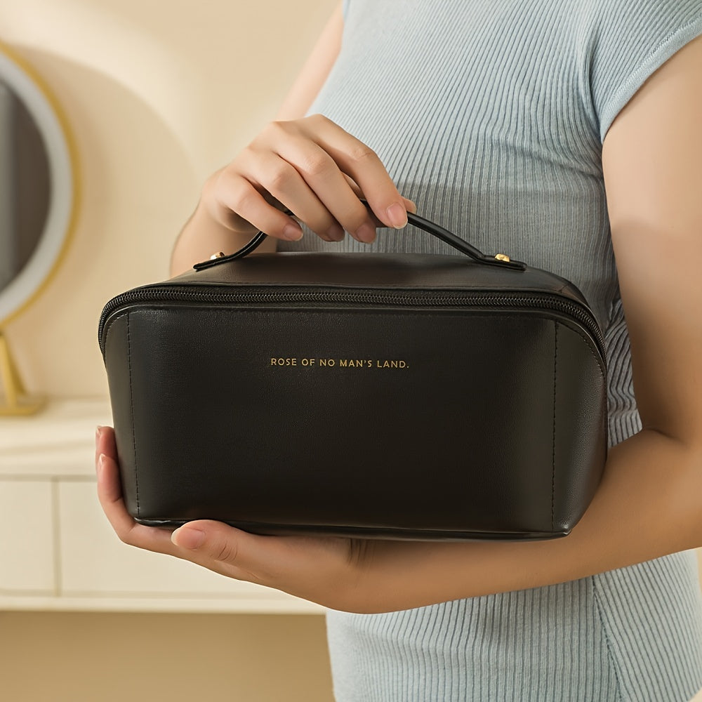 Solid Zipper Cosmetic Bag Lightweight Makeup Bag