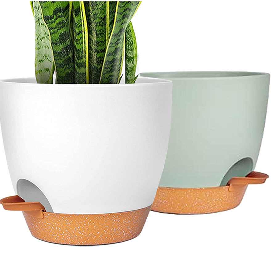 Self-Watering Plant Pot Set - 20 & 32 cm - Decorative Flower Pots