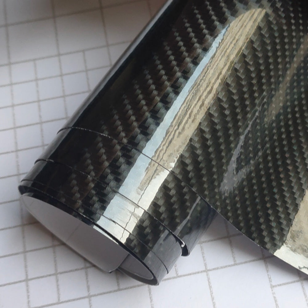8in High Glossy Car 7D Carbon Fiber Wrapping Vinyl Film Stickers Waterproof