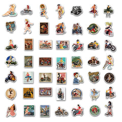 100pcs Retro Motorcycle Stickers Waterproof DIY Room Decoration