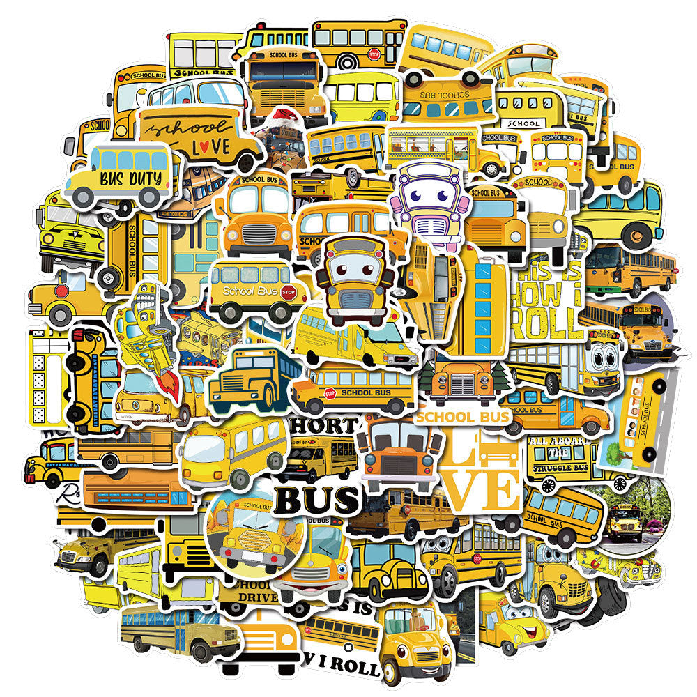 100pcs Cartoon School Bus Stickers Waterproof DIY Room Decoration