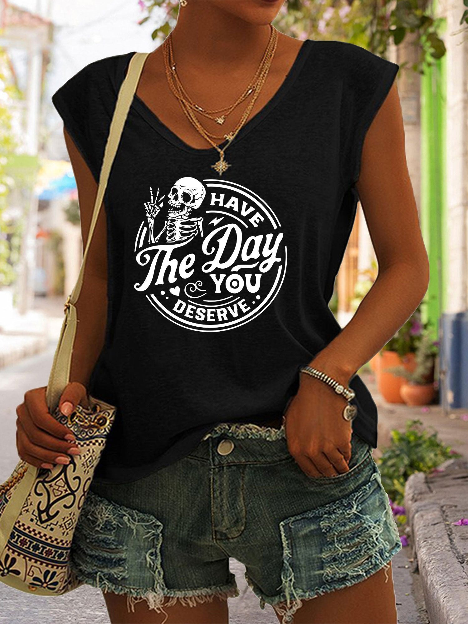 V Neck Tank Top Casual Sleeveless Summer Women's Clothing