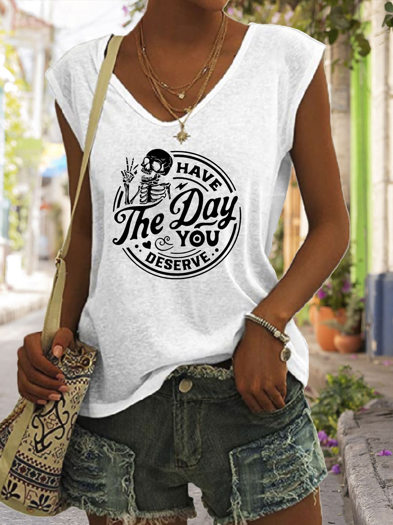 V Neck Tank Top Casual Sleeveless Summer Women's Clothing