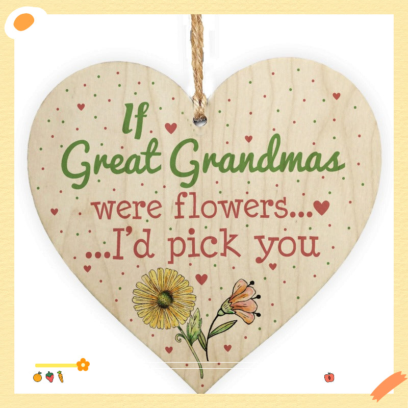 Great Grandma Birthday Gift Wooden Heart Shape Hanging Sign