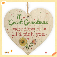 Great Grandma Birthday Gift Wooden Heart Shape Hanging Sign