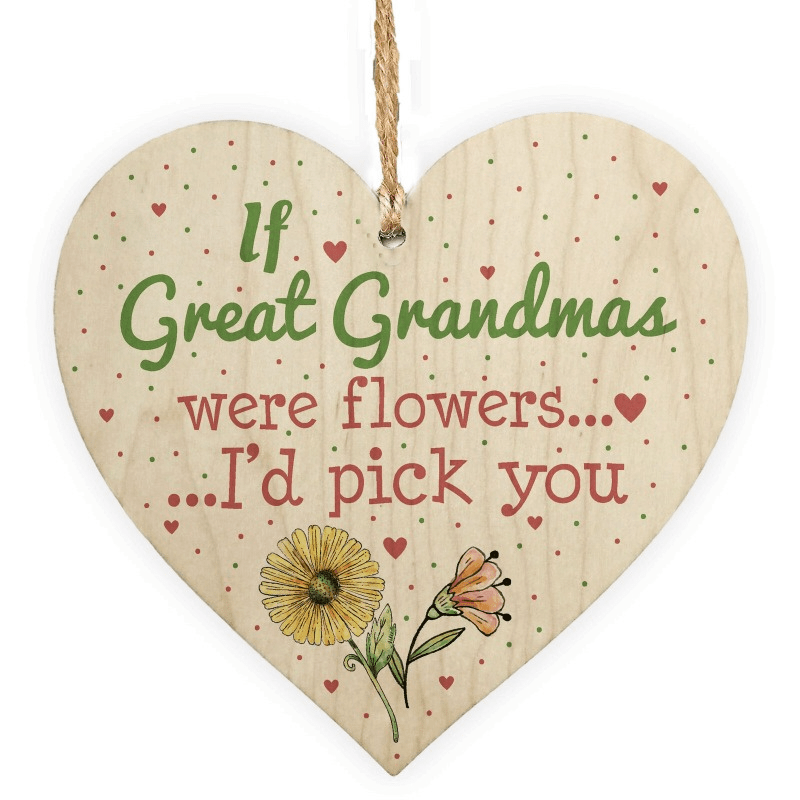 Great Grandma Birthday Gift Wooden Heart Shape Hanging Sign