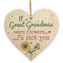Great Grandma Birthday Gift Wooden Heart Shape Hanging Sign