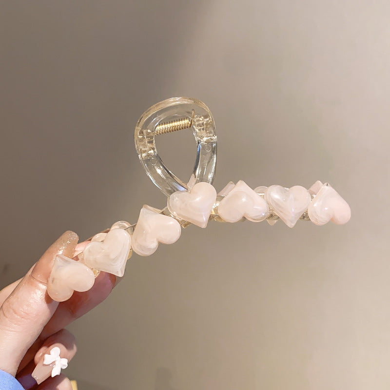 Sweet Hair Claw Jelly Heart Decor Hair Claw Nonslip Ponytail Holder