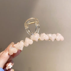 Sweet Hair Claw Jelly Heart Decor Hair Claw Nonslip Ponytail Holder