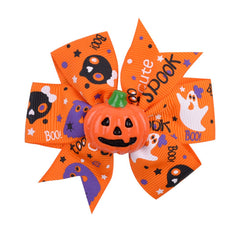 Pumpkin Skull Ribbon Bow Hair Clip Halloween Girls Hair Clip
