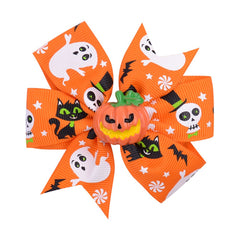 Pumpkin Skull Ribbon Bow Hair Clip Halloween Girls Hair Clip