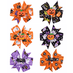 Pumpkin Skull Ribbon Bow Hair Clip Halloween Girls Hair Clip