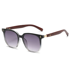Men's Tea Brown Square Frame Sunglasses Vintage Wood Grain UV Protection